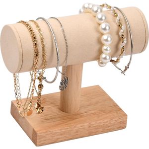 Sieradenorganizer van hout, armbandstandaard en horlogehouder voor het opbergen van sieraden, horloges, kettingen, armbanden, haarbanden houder