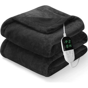 Multis Elektrische Omslagdeken - Elektrische Deken - Warmtedeken - 1 Persoons - 6 Warmtestanden - Inclusief Timer - 130x150CM - Fleece - Donkergrijs
