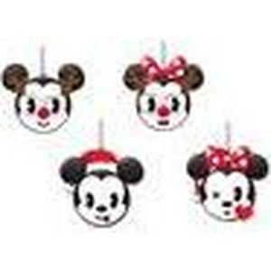 Plastic Minnie en Micky Kerstornamenten. Set van 4 verschillende stijlen. Hoogte: 7,5 CM.