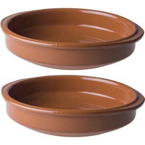 4x Tapas schaaltjes terracotta 20 x 4,5 cm ovenbestendig - Hapjes schaaltjes - Tapas schaaltjes - Lijf schaaltjes