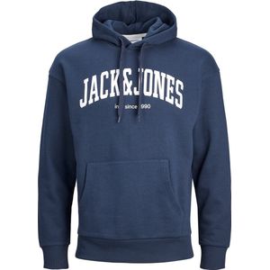 JACK & JONES Josh sweat hood regular fit - heren hoodie katoenmengsel met capuchon - blauw - Maat: S