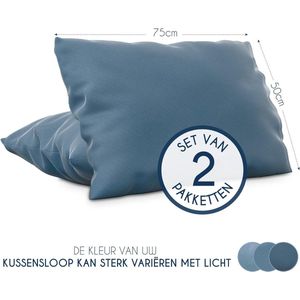 Kussensloop 50x75 Blauw Microvezel OEKO TEX door - 100% Polyester - Kussenslopen Comfortabele Hypoallergene