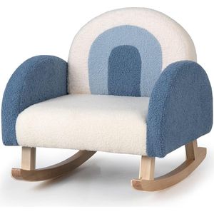 Kinderbank, schommelstoel, kinderstoel van teddyfluweel en massief houten poten, mini-bank voor meisjes en jongens, kinderstoel voor peuters van 3 tot 5 jaar