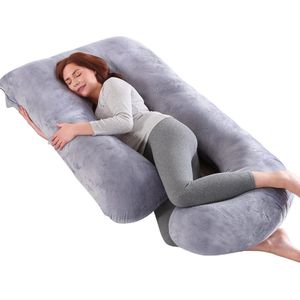 Zwangerschapskussen XXL zijslaapkussen met wasbare overtrek voor zwangere vrouwen en iedereen met heup- of rugpijn - Grijs - 145 x 70 cm