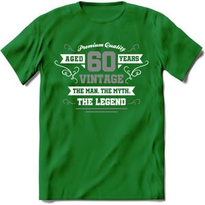60 Jaar Legend T-Shirt | Zilver - Wit | Grappig Verjaardag en Feest Cadeau | Dames - Heren - Unisex | Kleding Kado | - Donker Groen - L