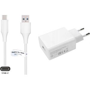 OneOne Snellader + 0,2m sterke USB C kabel. 18W Fast Charger lader. Universele oplader adapter en snoer. Past op Huawei MatePad 11, MatePad 5G, Nova 5i Pro, 5T, 5z, P smart 2021, P20, P20 Pro, P30, P40, Y7a, Y9a