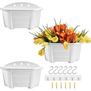 98 inch muur opknoping plantenbakken plastic retro stijl reling opknoping plantenbakken - balkon tuin buiten binnen - wit