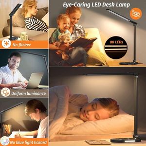 Led-bureaulamp, bureaulamp - Oogbeschermende LED Lamp - Bespaar ruimte