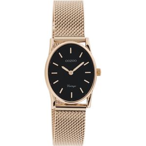 OOZOO Vintage series - rosé goudkleurige horloge met rosé goudkleurige metalen mesh armband - C20260