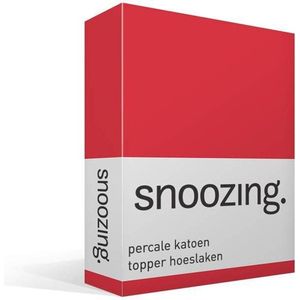 Snoozing - Topper - Hoeslaken - Percale katoen - Lits-jumeaux - 180x200 cm - Percale katoen - Rood