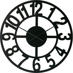 LW Collection wandklok zwart Jannah 60cm - Grote industriële klok stil uurwerk - Zwarte wandklok industrieel - Moderne wandklok