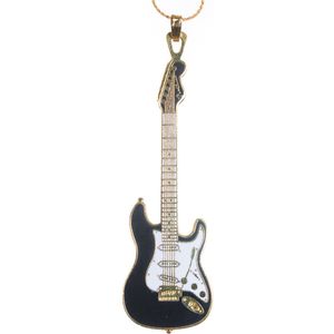 Halsketting Fender Stratocaster gitaar, zwart met wit pickguard