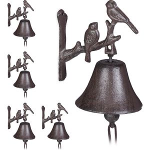 5x deurbel gietijzer vogel - tuinbel - wandbel - bel - vintage tuindecoratie