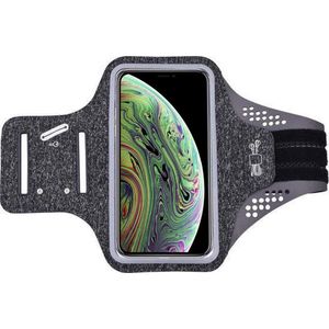 Geschikt voor iPhone Xs hardloop telefoonhouder – armband - sportband - van stof - Zwart