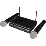 HQ-Power UHF-microfoon, draadloos, 2 kanalen, 2 microfoons, 863.05 MHz + 854.00 MHz