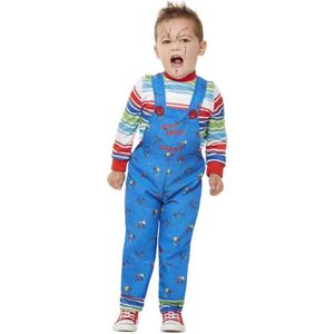 Smiffy's - Chucky & Child's Play Kostuum - Chucky Wil Alleen Maar Spelen Kind Kostuum - Blauw - Maat 90 - Halloween - Verkleedkleding