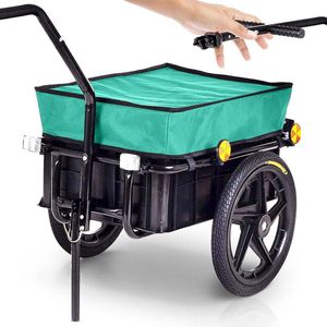 DailySupplies® Fietskar Bagage - Fietsaanhanger voor Kinderen - Zwart met Groen