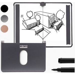 MEMO | Whiteboard Wallet | Slate Gray | Aluminium Kaarthouder, Notitieblok, Pen en Wisser | 4-in-1 | New Things Lab