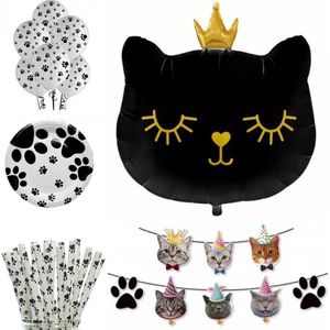 Poezen decoratie pakket 43-delig Cat Princess Zwart - poezen - kat - poes - huisdier - decoratie - slinger - ballon