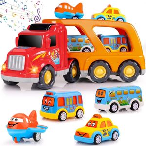 Kinderspeelgoedauto voor Jongens van 1, 2, 3, 4, 5 en 6 jaar - Jongensspeelgoed - 5-in-1 Drager - Speelgoed - Trucks - Peuters - Leeftijd 2-4 - Geschikt voor Kerstmis en verjaardag - Kindercadeau - Kerstcadeau