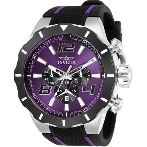 Invicta S1 Rally 30003 Heren Horloge - Waterdicht - Analoog - Quartz Uurwerk - Roestvrij Staal met paarse Wijzerplaat - 52mm