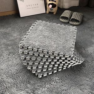 Tapijttegels 10 stuks - in elkaar grijpende - schuimrubberen - 30 x 30 cm - pluche - puzzel schuimrubberen - vloermatten - met rand - antislip - tapijt - voor de vloer Tapijttegels