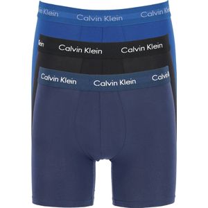 Calvin Klein Boxer Brief 3-Pack - Heren Onderbroek - Blauw/Donkerblauw/Zwart - Maat XL