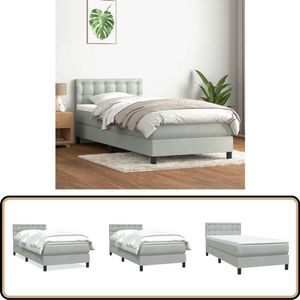 vidaXL Boxspring met matras fluweel lichtgrijs 80x220 cm