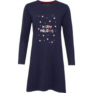 Happy Shorts Dames Kerst Pyjama Nachthemd Donkerblauw - Maat L