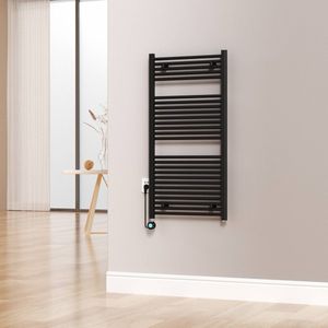 Saqu Cole Elektrische Handdoekradiator - 60x120 cm - 700W - Mat Zwart - Verwarming Badkamer - Radiator