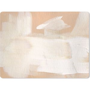 Muismat XXL - Bureau onderlegger - Bureau mat - Kunst - Wit - Beige - Modern - 80x60 cm - XXL muismat