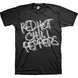 Red Hot Chili Peppers - Black & White Logo Heren T-shirt - L - Zwart