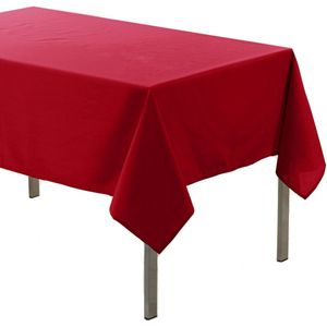 Rood tafelkleed van polyester met formaat 140 x 200 cm - Basic eettafel tafelkleden