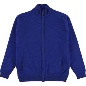 Osborne Knitwear Windstopper cardigan met rits heren – Trui met rits heren in Lamswol - Pullover Heren - Sapphire - Voering met golfprint - XL