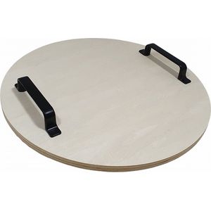Houten Dienblad Met Metalen Handgreep Rond 34 cm