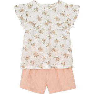 Vertbaudet Feestelijk setje voor meisjes blouse met ruches en short van katoengaas