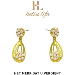 Helin life - 18 Karaat goud damesOorhangers- Oorbellen dames-Oorbellen goud-Oorbellen meisje -925 Tremella naald hypoallergeen -parel- Cadeau-Geschenkdoos-cadeau voor moeder en geliefde