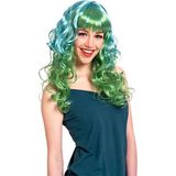 Folat - Pruik Curly Green - Carnaval - Carnaval pruik - Carnaval accessoires - Pruiken