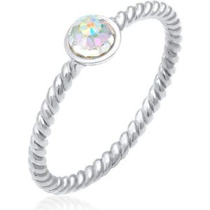 Elli Dames Ring Dames Eenzaam Gedraaid met kristallen in 925 sterling zilver verguld