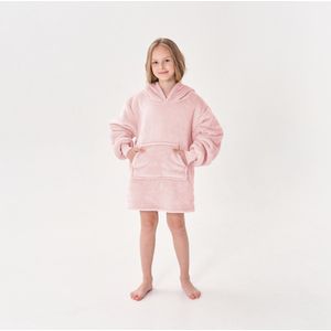 Dutch Decor JUNIOR - Hoodie voor kinderen - roze - superzachte stof - met buidel en capuchon - teddy binnenvoering - Fleece kinder poncho - cadeautip!