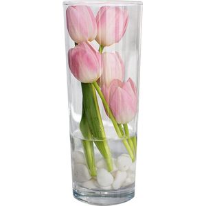 Bloemenvaas, 23,8 cm, glazen vaas, conisch vaas, grote decoratieve vaas, glazen pot met bodem, kaarsglazen, glazen vazen, helder glas, rond, 9,3 cm, Rosalie
