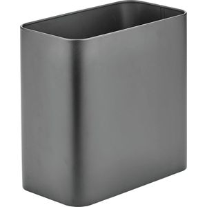 Prullenmand - afvalbak - voor de badkamer - voor thuis en kantoor - compact/rechthoekig/metaal - grafiet