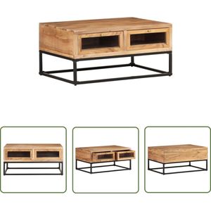 The Living Store Salontafel 90x60x40 cm massief acaciahout - Salontafel - Acacia Hout - Industriele Stijl - Bijzettafel - Living Room Furniture