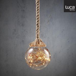 Luca Lighting Bal aan Touw Kerstverlichting met 30 LED Lampjes en Decoratie - H94 x Ø14 cm - Transparant