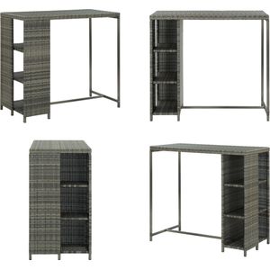 vidaXL Bartafel met opbergrek 120x60x110 cm poly rattan grijs - Bartafel - Bartafels - Tuintafel - Tuintafels