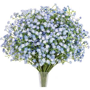 Gypsophila kunstbloemen, 10 stuks Gypsophila kunstbloemen Gypsophila nepbloemen boeketten voor bruiloft, bruidsfeest, woondecoratie (blauw)