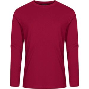 Donker Rood t-shirt lange mouwen merk Promodoro maat XXL