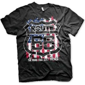 Route 66 Heren Tshirt -XL- America Zwart