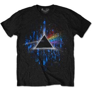 Pink Floyd - Dark Side Of The Moon Blue Splatter Heren T-shirt - L - Zwart