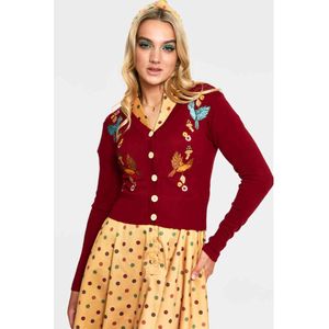 Voodoo Vixen - Ginny Red Woodland Cardigan - XL - Rood